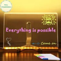 Fullpowernew Bảng ghi chú Led lớn có màu sắc Đèn Led phát sáng Bảng tin Acrylic Bảng vẽ Led Bảng viết Bảng xóa khô có và 7 bút vn