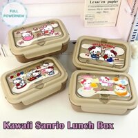 Fullpowernew Kawaii Sanrio Hello Kitty Hộp Cơm Trưa Kuromi Cinnamoroll Bento Box W / Muỗng Đũa Hộp Bảo Quản Thực Phẩm Hộp Tươi vn