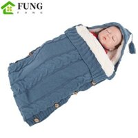 Fung Bé Quấn Quấn Cho Trẻ Sơ Sinh Dày Áo Cho Bé Túi Ngủ Nút Mùa Đông Sơ Sinh Quấn Chăn
