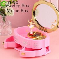 Fung Dancing Girl Music Box, Hộp nhạc lật màu hồng hình trái tim cô gái dễ thương, Phim hoạt hình thực tế Hộp trang sức công chúa tinh tế hiên nhà