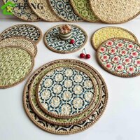 FUNG Fung Coaster, Thảm cách nhiệt tròn chống trượt, Placemat Vine Dệt Thảm trải bàn bền lớn Khách sạn
