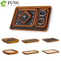 FUNG Khay dịch vụ nhà hàng FUNG, Khay đựng đồ trang sức bằng gỗ hình chữ nhật gia đình, Tiết kiệm không gian di động bằng gỗ nguyên khối Vòng tay trang trí Giá đỡ trưng bày Lưu trữ linh tinh