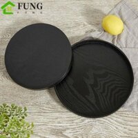 FUNG Khay Phục Vụ FUNG, Khay Trà Gỗ Tròn, Cà Phê Đĩa Thực Phẩm Đen Đa Năng Nhật Bản