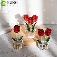 Fung Rose Figurine, Phản Quang Tượng Tulip Nhiều Màu Sắc, Bộ Sưu Tập Suncatcher Trang Trí Thủ Công Sáng Tạo Thủ Công Thủy Tinh Hoa Sưu Tập Vợ