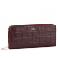 Furla Babylon Croco-embossed Leather Zip-around Wallet In Ribes G