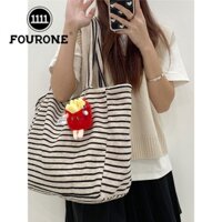 FURONE có dung tích lớn, kẻ sọc, bạt, nữ, loại mới, phong bì, túi Tot, sinh viên đại học, bao vai đơn.