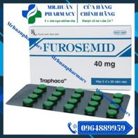 Furosemid 40mg Traphaco (Hộp 2 vỉ x 20 viên) – Thuốc lợi tiểu điều trị phù