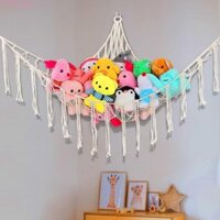 Fusionflash Đồ Chơi Sắp Xếp, Boho Thú Nhồi Bông Dung Tích Lớn Võng Lưới, Tường Tam Giác Dễ Dàng Lắp Đặt Đồ Chơi Sang Trọng Macrame Bộ Sưu Tập Đồ Chơi Nhồi Bông Hộp Đựng Đồ Chơi Phòng Ngủ Bé Gái