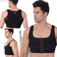 Fusionflash Quần áo định hình ngực nam, không tay nâng lưng định hình đồ lót bó sát, Áo Vest nén ngực co giãn màu trơn Áo định hình giảm béo đám cưới