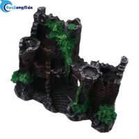 Fusionglide Hình Lâu Đài Đồ Trang Trí Bể Cá, Đá Nhân Tạo Tinh Tế, Đồ Trang Trí Đá Nổ Nhựa Cổ Trang Trí Lâu Đài Bể Cá Nhà
