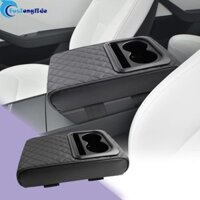 Fusionglide Miếng đệm chiều cao tay vịn tự động, Gối tựa tay điều khiển trung tâm bằng da PU, Khe cắm điện thoại đa năng 2 cốc Giá đỡ bảo vệ phần còn lại cánh tay tự động chống trượt