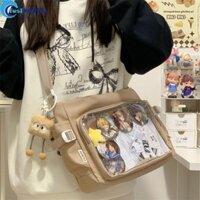 Fusionglide Túi Ita trong suốt, Túi đeo vai JK phong cách Nhật Bản Harajuku, Huy hiệu Pvc đáng yêu Hiển thị Túi xách Lolita thông thường Du lịch