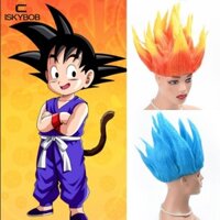 Fuzou Son Goku Cosplay Tóc Giả, Anime Super Saiyan Dragon Ball Cosplay Tóc Giả, Trang Phục Hóa Trang Chịu Nhiệt Ngộ nghĩnh Tổng Hợp Tóc Giả Halloween Tiệc Trang Điểm