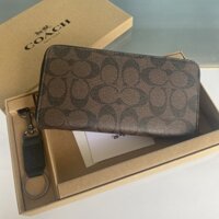 FWWW COACH classic men's and women's leather business casual long zipper wallet handbag Coin Purse Wallet