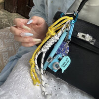 FXDAZI Mặt dây chuyền cá tính mới, dây bện màu, thẻ trọng lượng, phụ kiện túi gió cho máy ảnh nhỏ, dây đeo tay, túi quần, móc khóa