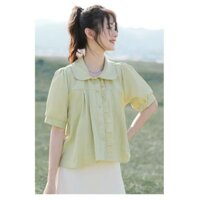 FY💙Áo sơ mi nữ Xanh lá cây Trang chủ Tai gỗ Cảm giác thiết kế Thời trang giản dị Ngọt ngào Tươi mát Hàng ngày
