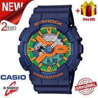 G * shock GA-110 Đồng hồ thể thao Lego Hiển thị thời gian kép Đèn LED tự động GA-110FC-2A Đồng hồ thể thao chống nước màu xanh V846