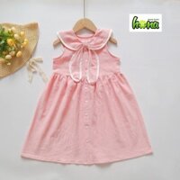G00000111(13-35kg) Đầm bé gái màu hồng phấn, tùng xòe, cổ nơ siêu cưng. Váy bé gái từ 3 tuổi