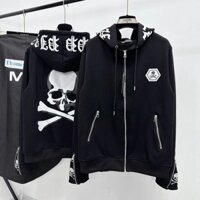 [G1] Áo Khoác hoodie zip nam nữ Phillip Plein nỉ chân cua in đầu lâu xương chéo hai mặt _ bộ quần áo #Hot #2025