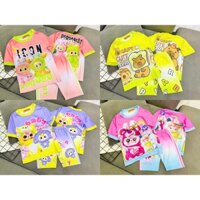 G1-Combo 4 bộ thun lạnh 3D mềm mát in hình dễ thương cho bé gái từ 8-35kg