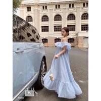 g1-đầm maxi suông bèo, chất voan tơ, dài 106cm, freesize đến 70kg