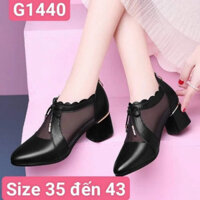 G1440 - GIÀY ELISA BỐT LƯỚI VIỀN SÓNG – MÀU ĐEN - MÀU ĐỎ CAO 3 - 5 PHÂN