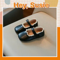 G1463- Giày Búp Bê Đen Viền Ren Cho Bé Gái Size 22-31