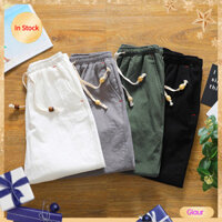 {G2} Quần Short Nam Dây Rút Màu Trơn Mùa Hè Buộc Dây Dài Đầu Gối Quần Dạo Phố
