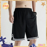 {G2} Quần short nam sọc viền không đều cỡ lớn Quần short thể thao màu trơn Dạo phố