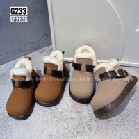 G233 - Boot da lộn lót lông cài quai nâu CHO BÉ