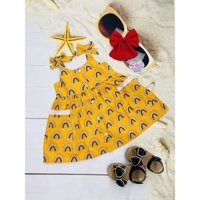 G256, Váy thô 2 dây mây vàng 10-35kg, thời trang trẻ em cao cấp