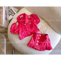 G313, Set bộ áo chân váy hở vai xinh xắn 11-33kg, thời trang trẻ em cao cấp