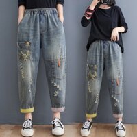 G57 Quần jean baggy big size freesize thoải mái rộng rãi phong cách Hàn Quốc thời trang