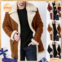 {G6} Áo khoác nam Lông thú giả tích hợp Lớp lót sang trọng dày cổ bẻ cổ áo chống lạnh Phong cách châu Âu giả da ve áo Áo khoác dạo phố
