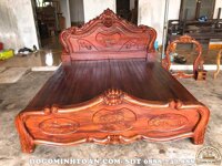 G63 Giường hoa hồng đục louis gỗ gụ nhập khẩu ( Anh Biên, Vũng Tàu )