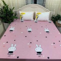 Ga Chống Thấm Cotton Nano Kháng Khuẩn 160x200x10cm  Loại 1 Mẫu Mới - thỏ hồng - 180x200x10