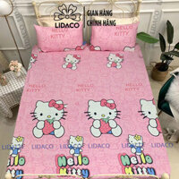 Ga chống thấm cotton poly LIDACO cho size nệm dày 20cm - Kitty hồng - 1m6x2mx20cm