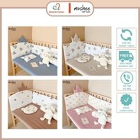 Ga cũi họa tiết muslin cho bé Mochee 62x114cm, ga bọc nệm cũi cho trẻ sơ sinh - Monnie Center