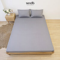 Ga giường 1m Cotton Twill Hàn Quốc Sen Đá Home Bedding cao cấp trơn màu, drap bo chun trải nệm, ra đệm 1mx2m - Xám Nhạt - 1mx2m dày 13  22cm