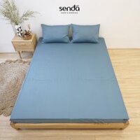 Ga giường 1m Cotton Twill Hàn Quốc Sen Đá Home Bedding cao cấp trơn màu, drap bo chun trải nệm, ra đệm 1mx2m - Xanh tràm - 1mx2m dày dưới 12cm