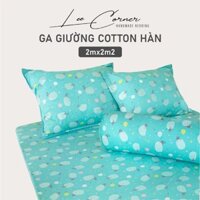 Ga giường đôi 2mx2m2 chất vải 100% Cotton Hàn cao cấp LEE CORNER, ga thoáng mát, thấm hút mồ hôi tốt (may size riêng)