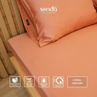 Ga giường Lụa Tencel 2mx2m2 Sen Đá Home Bedding cao cấp trơn màu, drap bo chun trải nệm 2m2 x 2m, ra bọc đệm mát lạnh - Cam cháy - 2m2x2m dày 13  22cm