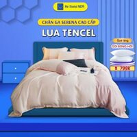 Ga Giường Lụa Tencel Cao Cấp SERENA Chính Hãng Bô Ra Nêm Ga Trai Giương Trân Bông Kem Vo Gôi Chăn Phao - Hồng,180x200