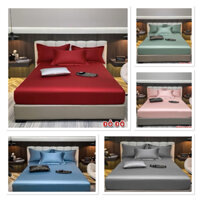 ga giường lụa thái,drap giường mền mát đầy đủ các size 1m6,1m8,2m2 freeship,bộ ga gối màu bassic siêu đẹp