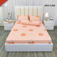 Ga Giường Nệm Cotton Poly 1M2 1M6 1M8 Drap Bốn Mùa Đủ Size Bo Chun Miễn Phí - Đào Cam - Ga 1m2x2m x10cm