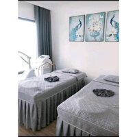 ga giường spa trần bông, ga giường gội, ga giường tiêm, nối mi chất cotton poly tặng kèm vỏ gối