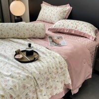[GA PHỦ] Bộ CHĂN GA COTTON LỤA drap PHỦ chần bông Alva phong cách Vintage, mền CHẦN bông 2x2,3m, sang trọng, tinh tế