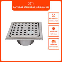 Ga thoát sàn chống hôi, ngăn rác 2 tầng inox 304 VINA G211, size 10x10cm, phi 60