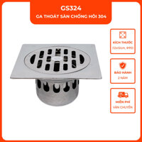 Ga thoát sàn chống hôi, ngăn rác inox 304 dày VINA GS324, size 12x12cm, phi 90