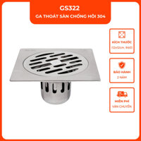 Ga thoát sàn chống hôi, ngăn rác inox 304 dày VINA GS322, size 12x12cm, phi 60